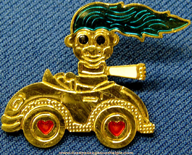 Russ Wishnik Troll Character Driving a Car Metal Jewelry Pin