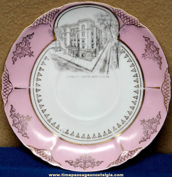 Colorful Old Jefferson Theatre Portland Maine Advertising Souvenir China Plate