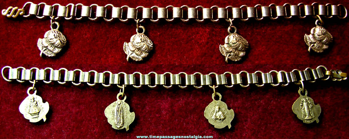 Old Christian or Catholic Religious Metal Jewelry Charm Bracelet