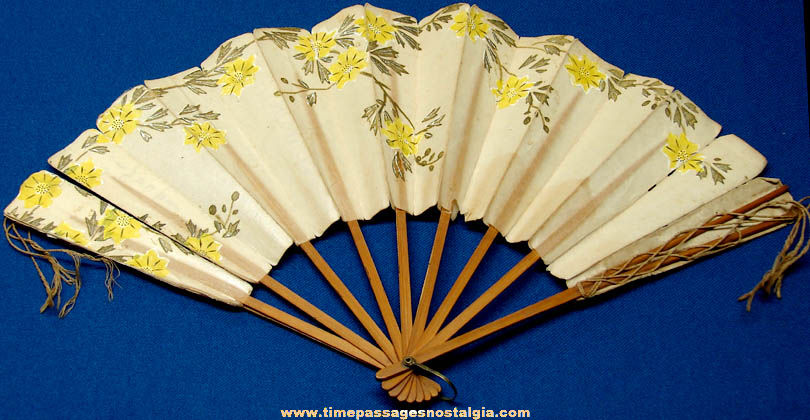 1894 Wooden & Paper Ladies Hand Held Fan With Advertising