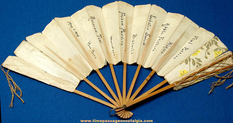 1894 Wooden & Paper Ladies Hand Held Fan With Advertising