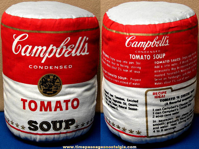 Colorful Large Old Campbell’s Tomato Soup Advertising Pillow