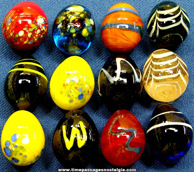 (12) Various Small Colorful & Decorative Glass Eggs