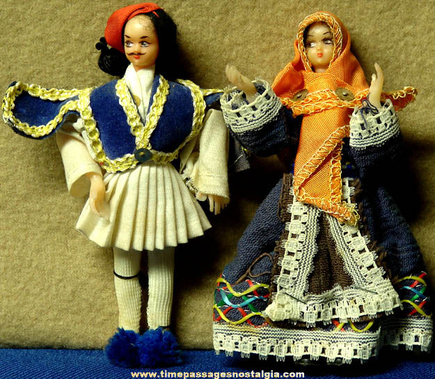 (2) Small Old Man & Woman Native Costume Toy Dolls