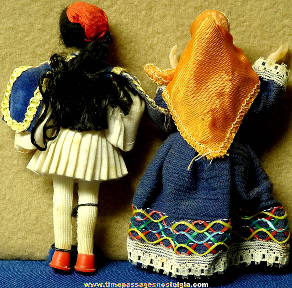 (2) Small Old Man & Woman Native Costume Toy Dolls