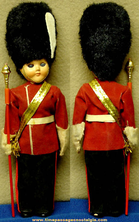 Old Clothed British Toy Soldier or Guard Souvenir Doll
