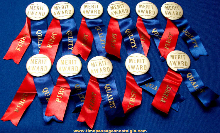 (11) Matching Old School First Quality Merit Award Badge Ribbons