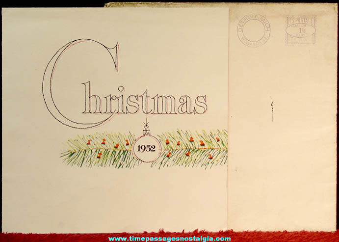 1952 Ford Division Sales Staff Advertising Christmas Card with Envelope