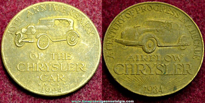 1933 - 1934 Century of Progress World’s Fair Chrysler 10th Anniversary Advertising Token Coin