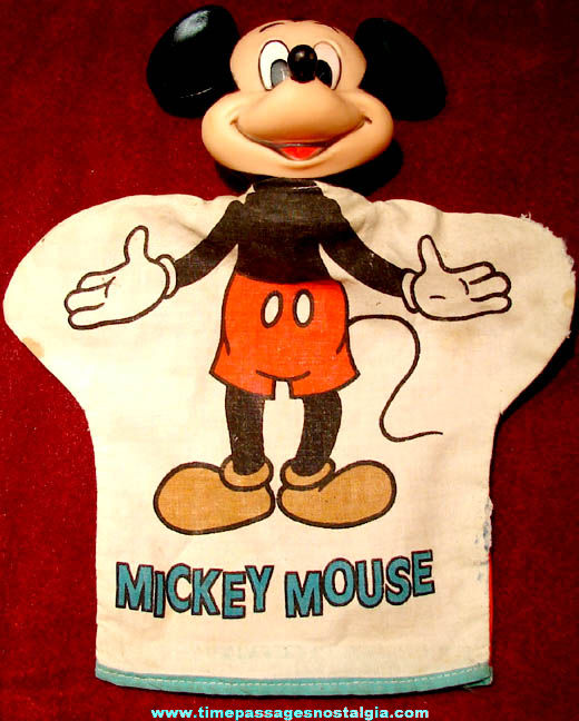 Old Walt Disney Mickey Mouse Cartoon Character Toy Hand Puppet