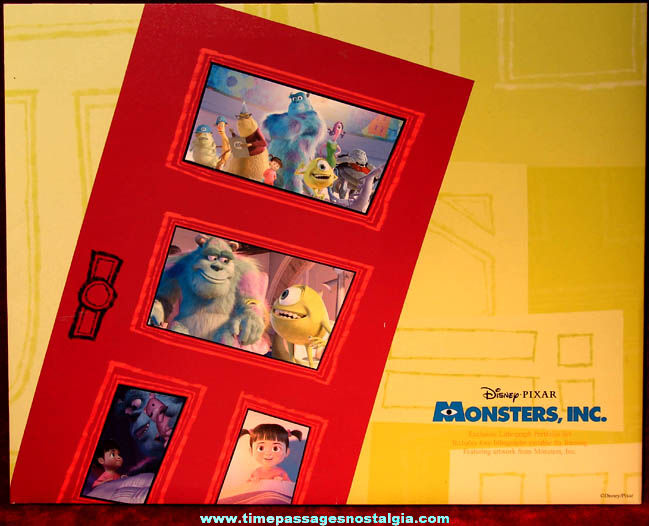 Colorful Walt Disney  Pixar Monsters Inc. Character Lithographed Portfolio Set with (4) Movie Scene Prints