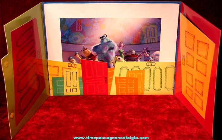 Colorful Walt Disney  Pixar Monsters Inc. Character Lithographed Portfolio Set with (4) Movie Scene Prints