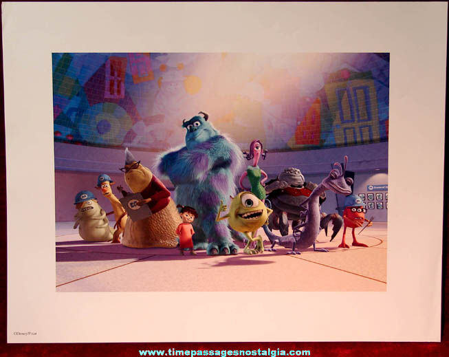 Colorful Walt Disney  Pixar Monsters Inc. Character Lithographed Portfolio Set with (4) Movie Scene Prints