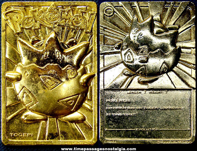 ©1999 Nintendo Pokemon Character Gold Plated Trading Card