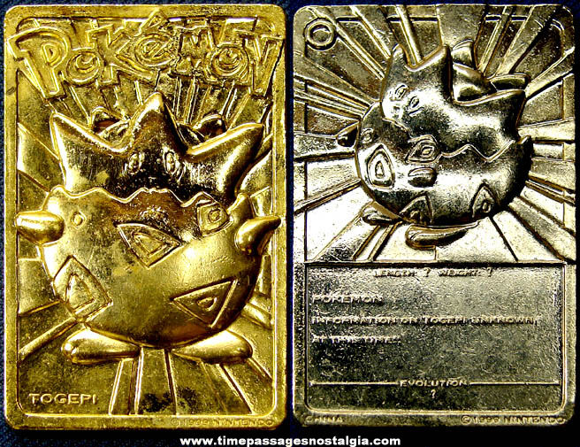 1999 Nintendo Pokemon Character Gold Plated Trading Card