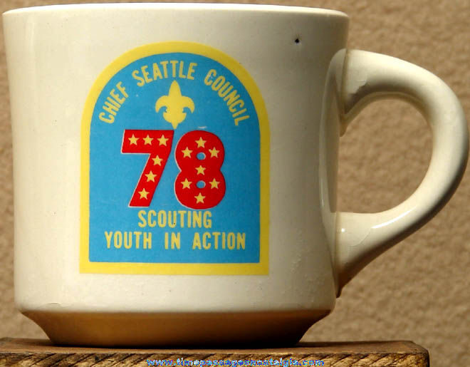 Old Chief Seattle Council Boy Scout Advertising Ceramic Coffee Cup