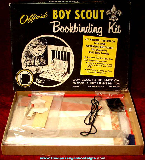 Old Boxed Official Boy Scout Bookbinding Kit