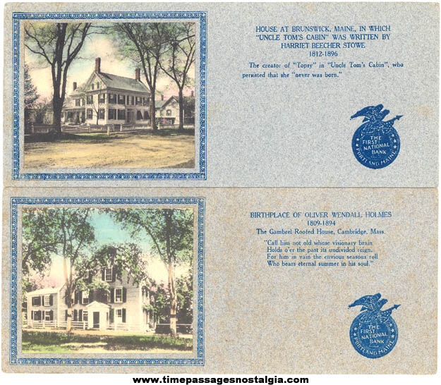 (9) Old Unused First National Bank of Portland Maine Advertising Historical Homes Premium Ink Pen Blotters