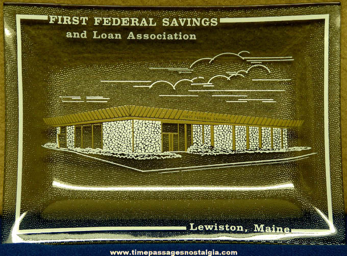 Old First Federal Savings and Loan Association Advertising Premium Glass Tray