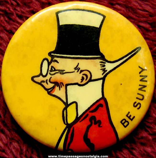 Colorful 1896 Force Cereal Sunny Jim Advertising Character Celluloid Pin Back Button
