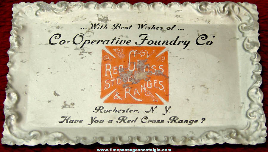 Old Metal Red Cross Stoves & Ranges Advertising Premium  Tip Tray