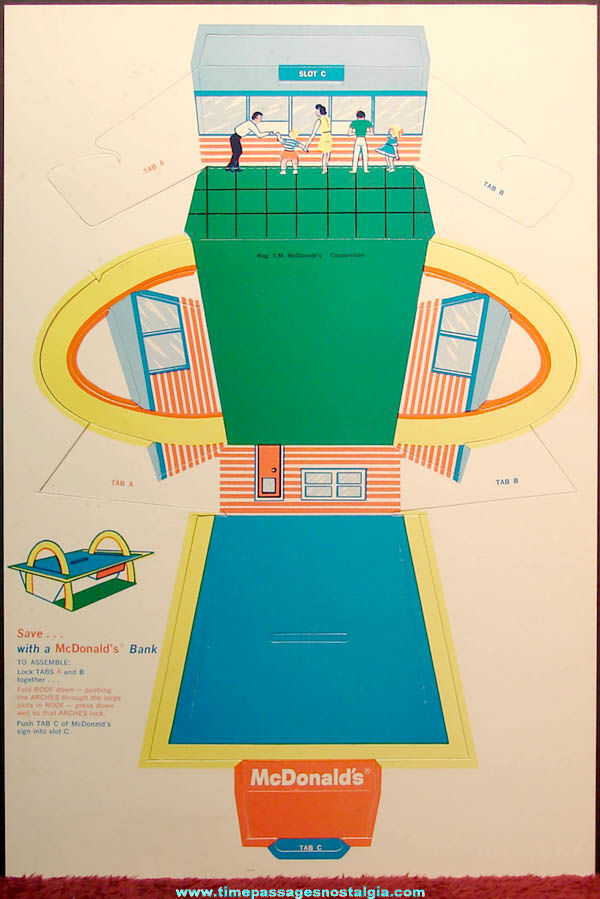 Old Unused McDonald’s Restaurant Advertising Premium Paper Building Coin Saving Bank