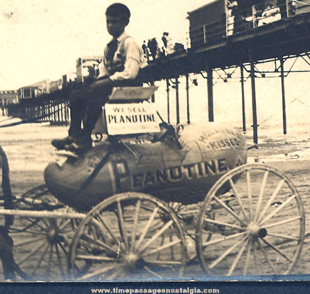 Early 1900s Old Orchard Beach Maine Peanutine Confection Advertising Wagon Photograph