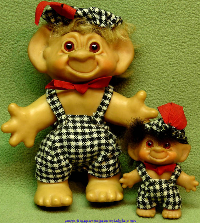 (2) Old Matching Dam Wishnik or Troll Character Toy Doll Figures