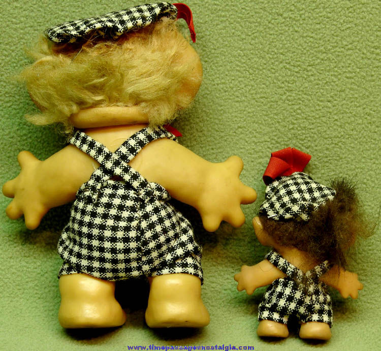 (2) Old Matching Dam Wishnik or Troll Character Toy Doll Figures