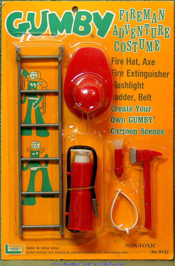 Unopened 1965 Gumby Claymation Character Fireman Adventure Costume Kit