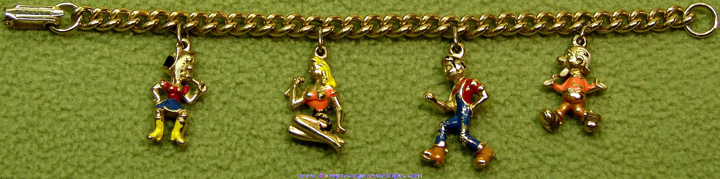 1960 Al Capp Li’l Abner Dogpatch Cartoon Character Metal Charm Bracelet