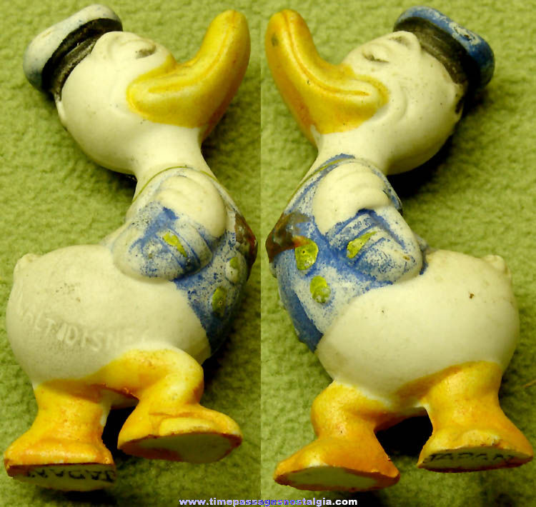 1930s Walt Disney Long Billed Donald Duck Character Bisque Porcelain Figurine