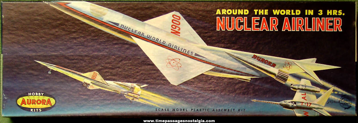 1959 Impetus Nuclear Airliner Aurora Model Kit Box & Instructions