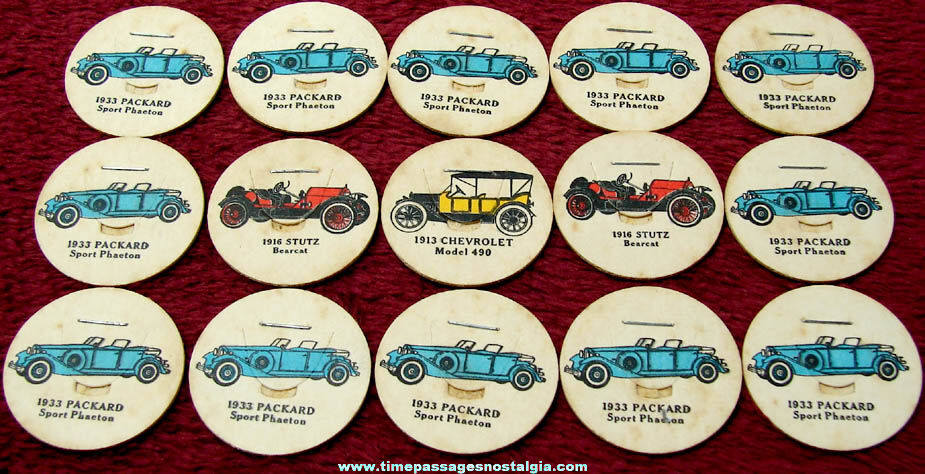 (15) Old Unused Antique Automobile Cardboard Milk Bottle Caps