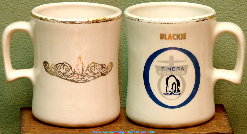 United States Navy Submarine U.S.S. Tinosa (SSN-606) Advertising Ceramic Coffee Cup