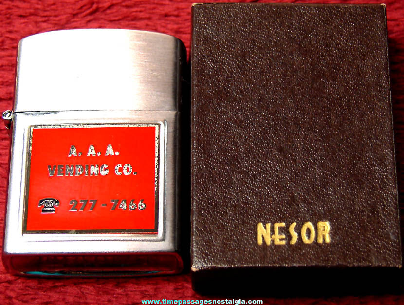Old Unused & Boxed A.A.A. Vending Company Advertising Premium Nesor Cigarette Lighter
