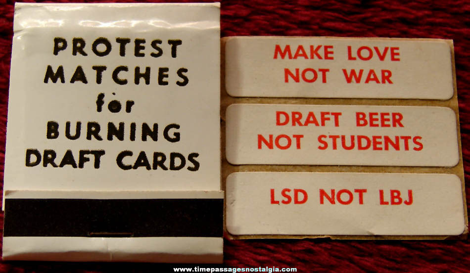 Old Unused Novelty Protest Match Book with Sticker Sheet