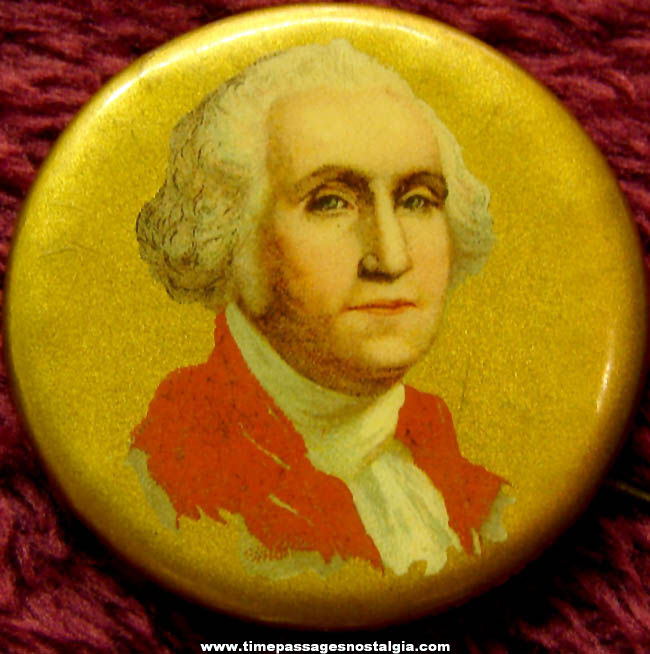 Colorful Old U.S. President George Washington Celluloid Pin Back Button