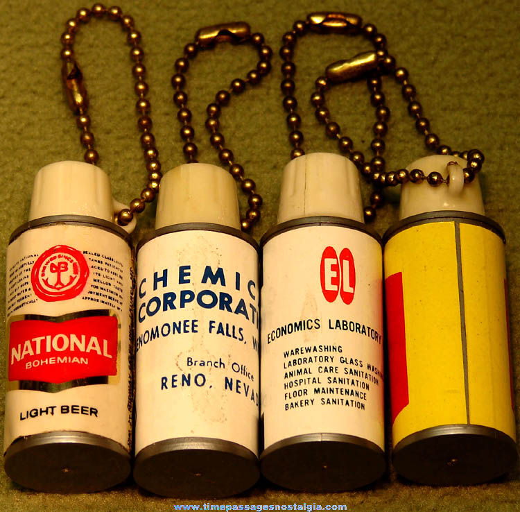 (4) Different Old Advertising Premium Twist Lite Key Chain Flashlights