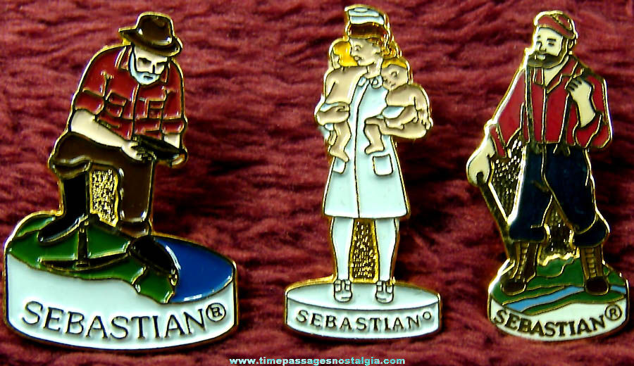 (3) Different Sebastian Miniatures Collectors Society Enameled Metal Pins