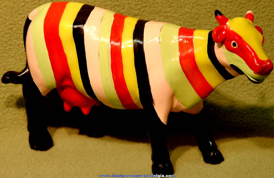 Colorful Cows on Parade Striped Cow Figurine