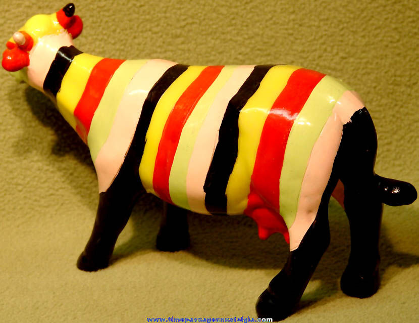 Colorful Cows on Parade Striped Cow Figurine