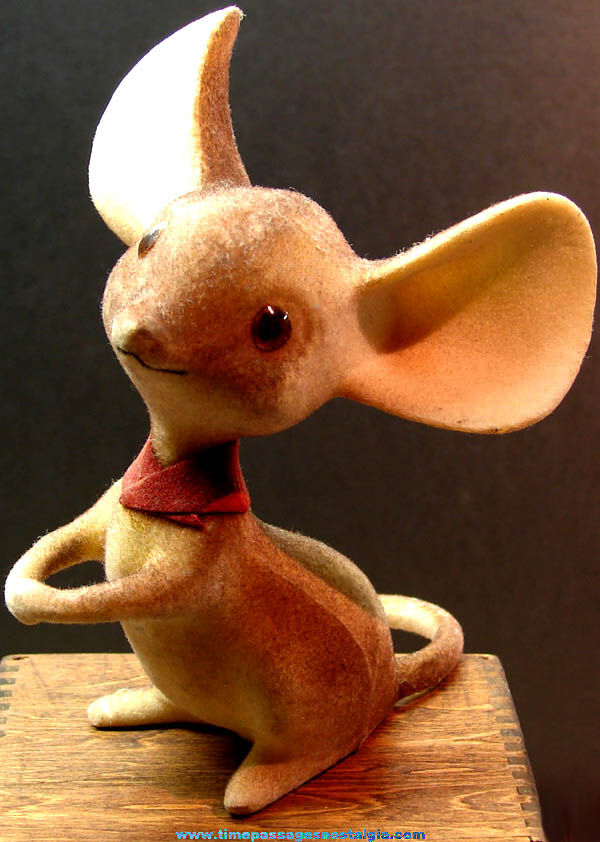 Old Fuzzy Flocked Mouse Character Animal Figurine