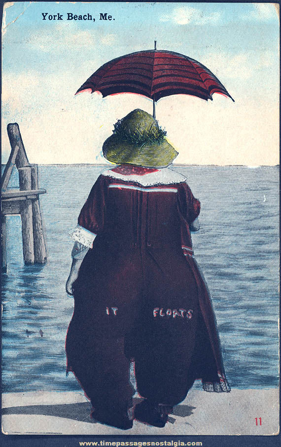 Early Comical York Beach Maine Advertising Souvenir Post Card