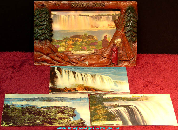 Old Niagara Falls Advertising Souvenir Frame with (4) Old Post Cards