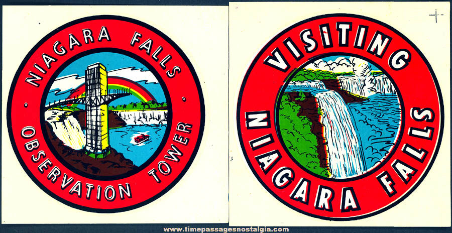 (2) Different Colorful Old Niagara Falls Advertising Souvenir Water Decals