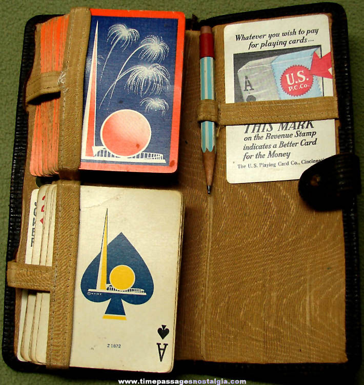 (2) 1939 - 1940 New York World’s Fair Advertising Souvenir Playing Card Decks Case & More