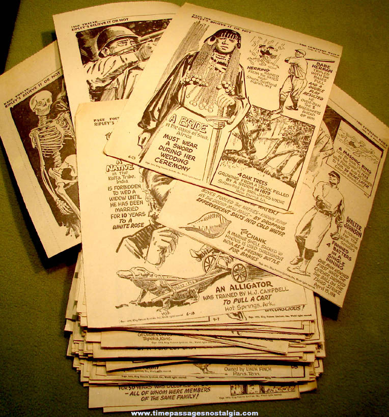 (310) 1953 Robert Ripley’s Believe It or Not Newspaper Comic Strip Panel Clippings