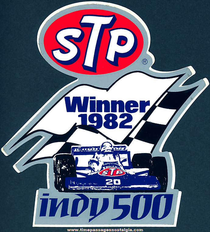 Colorful Unused 1982 Indianapolis 500 Winner STP Advertising Paper Sticker