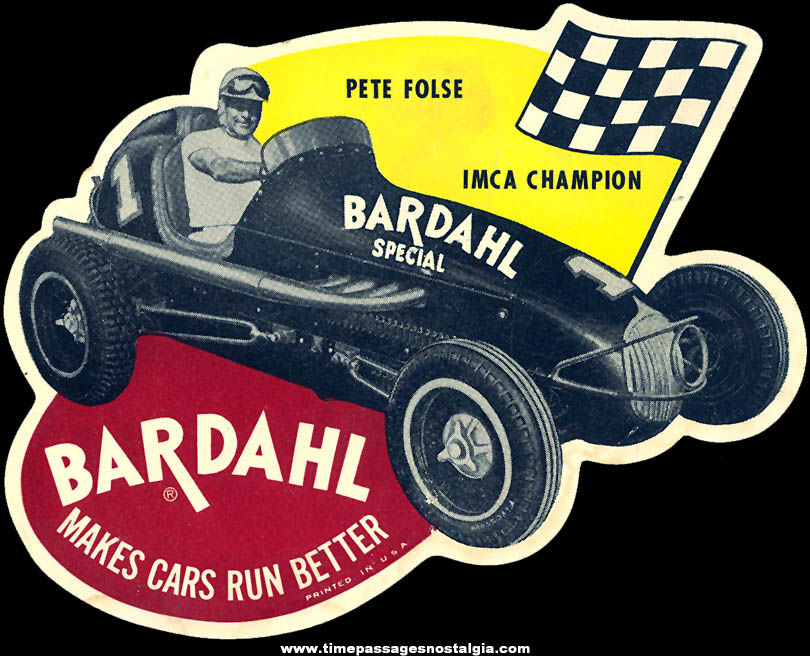 Colorful Old Unused Bardahl Special Midget Auto Racing Advertising Water Decal